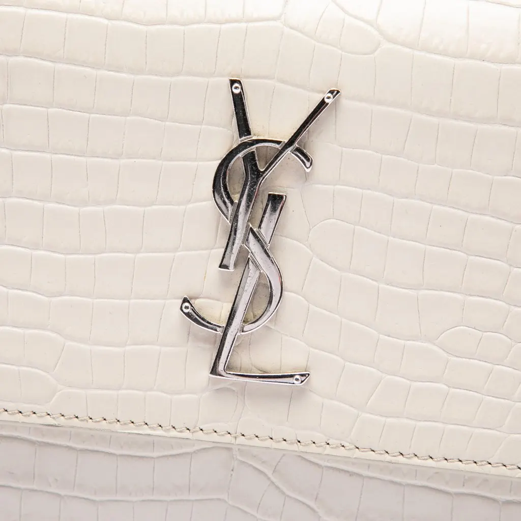Saint Laurent Medium Croc Embossed Leather Monogram Sunset Crossbody White Leather Very good - Box View
