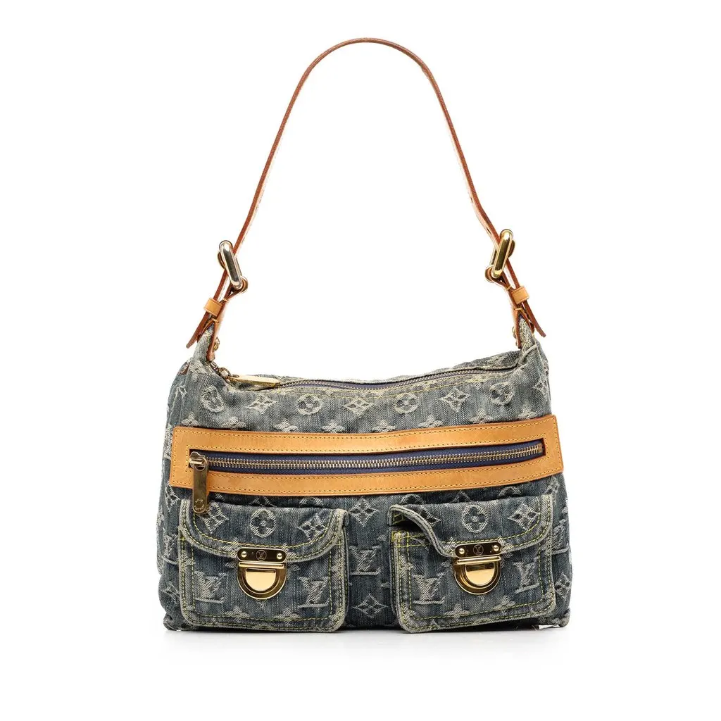 Louis Vuitton Monogram Denim Baggy PM Blue Denim Good - Front View
