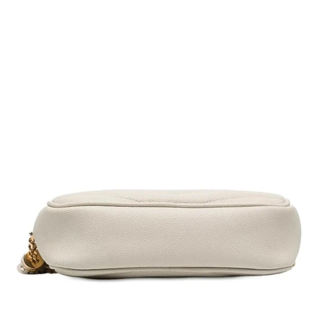 Saint Laurent Mini Grain de Poudre Monogram Lou Tassel Camera Bag White Leather Good - Inside View