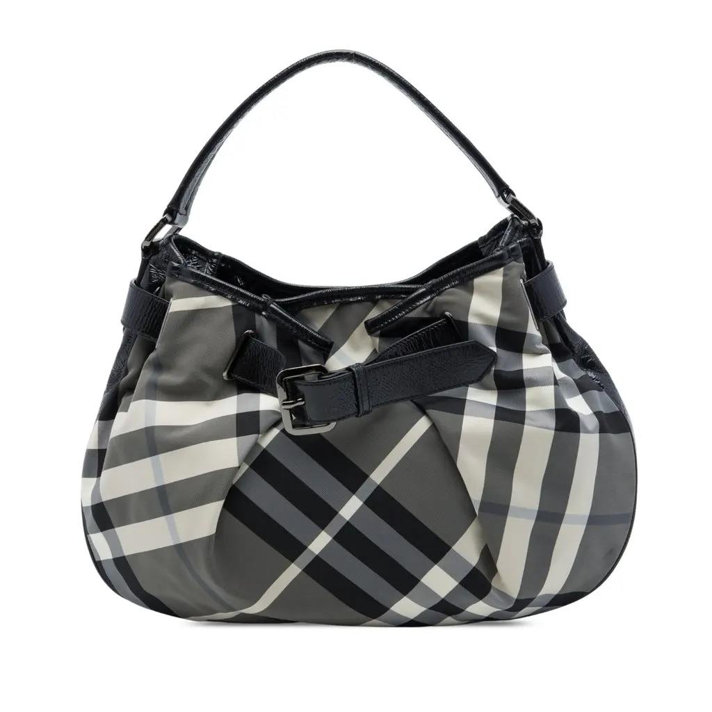Burberry Beat Check Nylon Shoulder Bag MultiColor Polyamide Very good - Front View