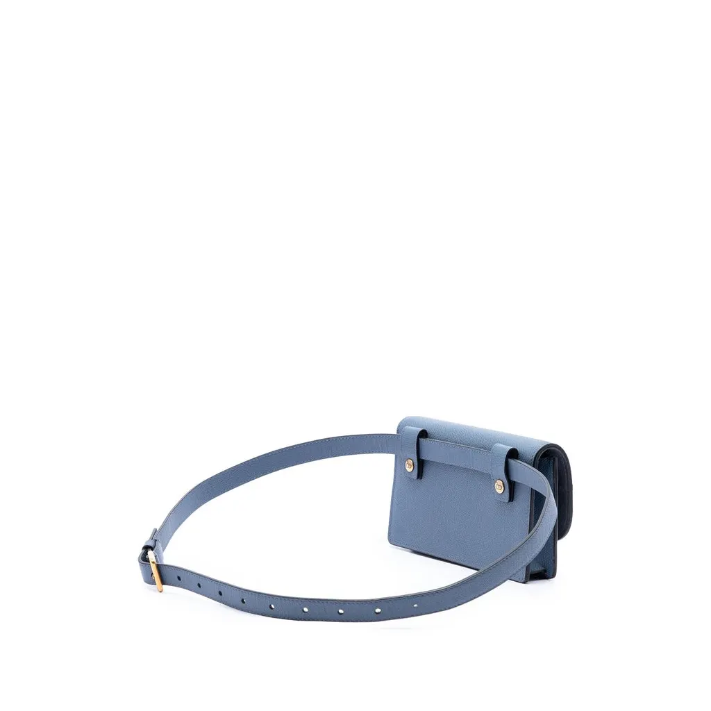 Dior Grained Calfskin Saddle Belt Pouch Blue Leather Very good - Back View