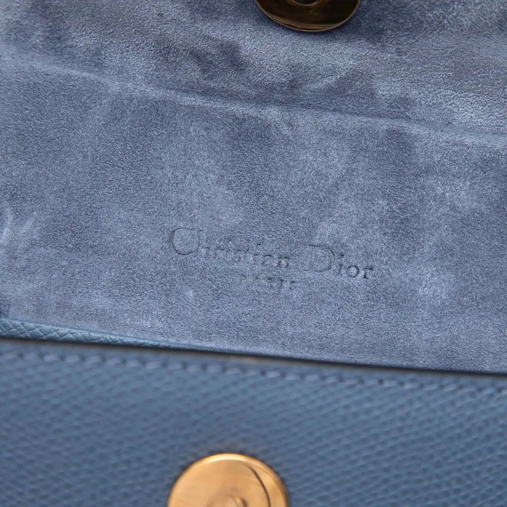 Dior Grained Calfskin Saddle Belt Pouch Blue Leather Very good - Box View