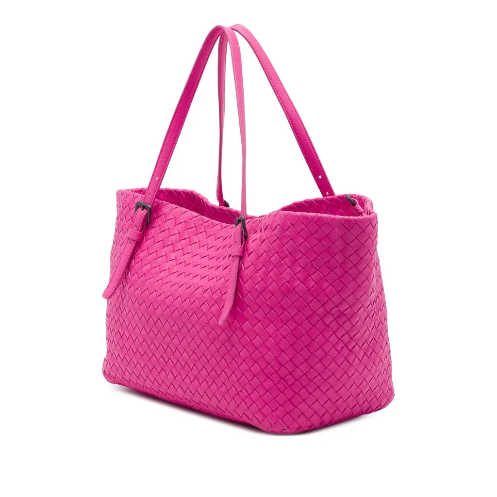 Bottega Veneta Medium Nappa Intrecciato Cesta Tote Pink Leather Very good - Back View