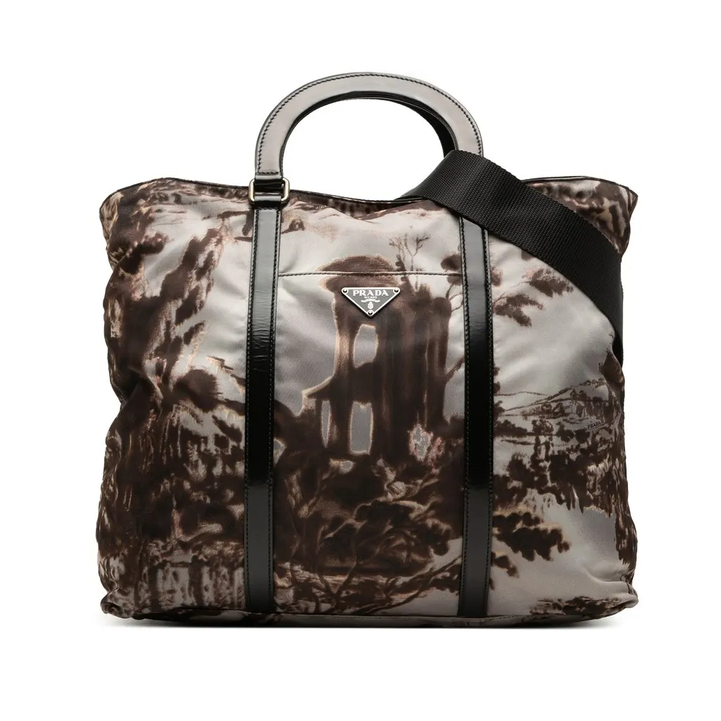 Prada Tessuto New York Street Templi Print Convertible Tote MultiColor Very good - Front View