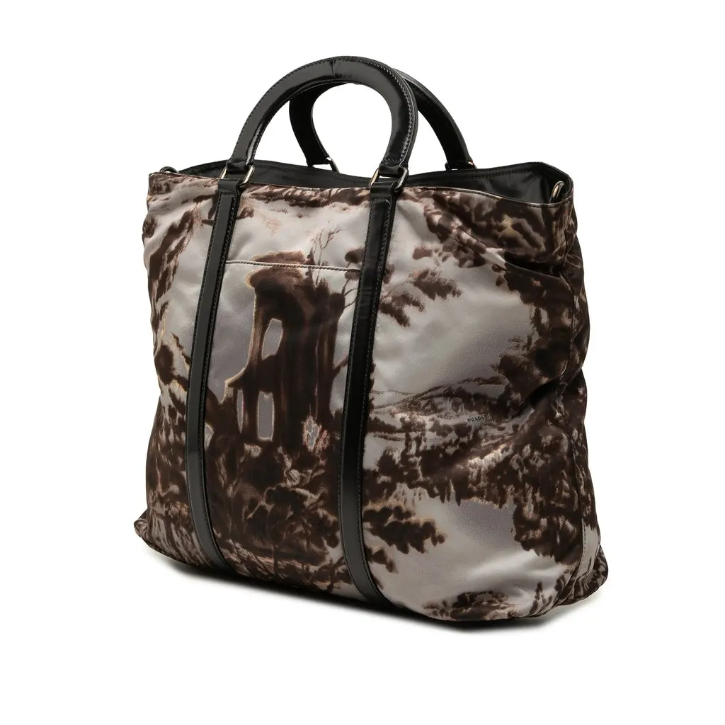 Prada Tessuto New York Street Templi Print Convertible Tote MultiColor Very good - Back View