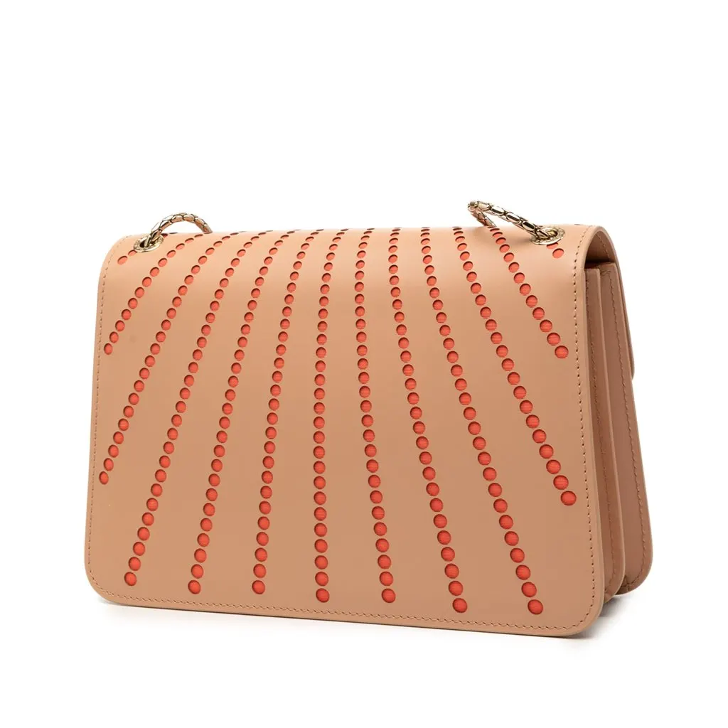 Bvlgari Medium Laser Cut Calfskin Diamond Blast Sunshine Serpenti Forever Shoulder Bag Beige Leather Very good - Back View