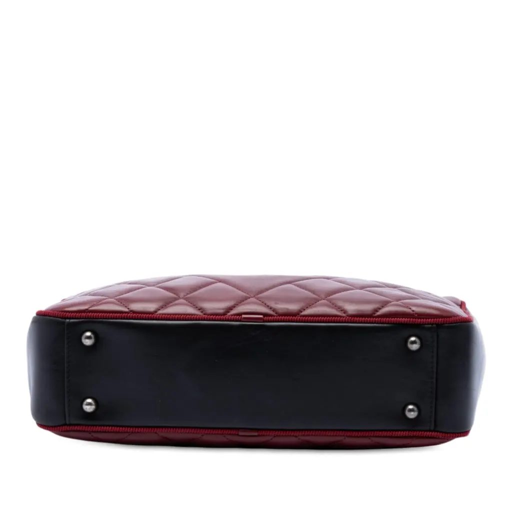 Chanel Large Bicolor CC Diamond Quilted Calfskin Ballerine Camera Bag Red Leather Very good - Inside View