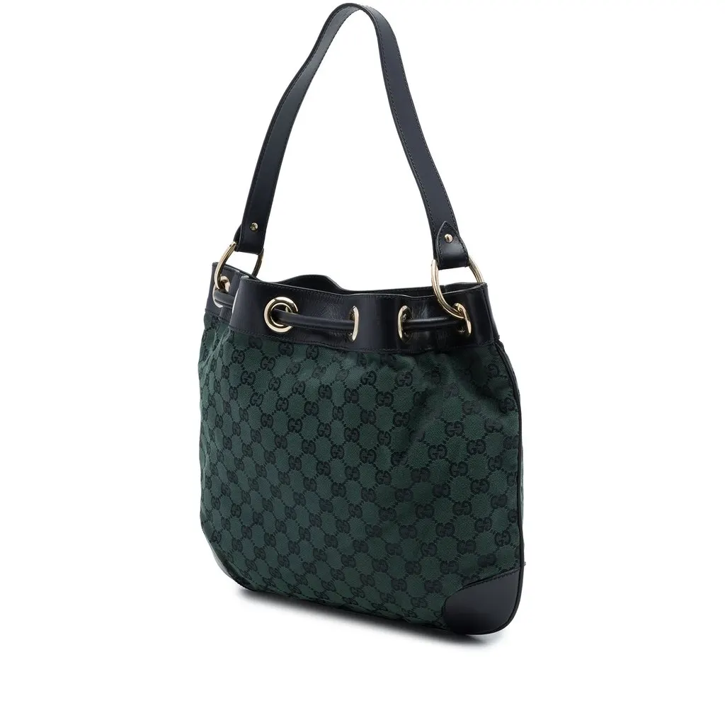 Gucci GG Canvas Bucket Bag Green Canvas Good - Back View