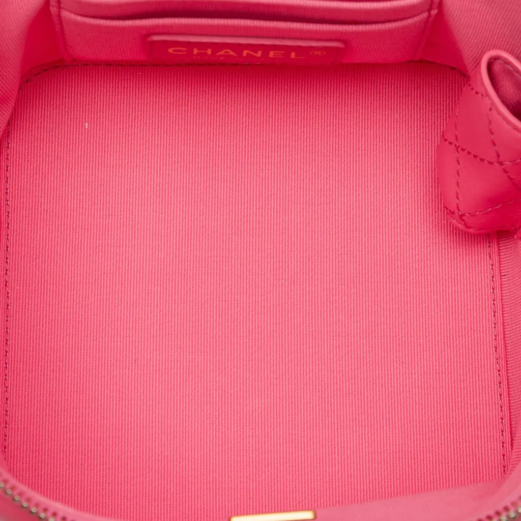 Chanel Small CC Quilted Lambskin Vanity Case With Chain Pink Leather Very good - Model View