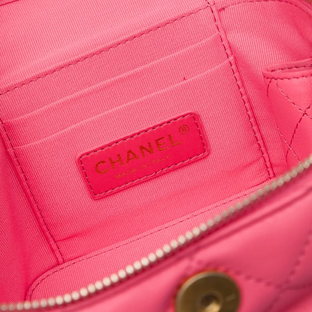 Chanel Small CC Quilted Lambskin Vanity Case With Chain Pink Leather Very good - Box View