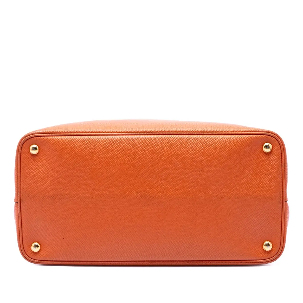 Prada Medium Saffiano Cuir Double Handle Satchel Orange Leather Very good - Inside View