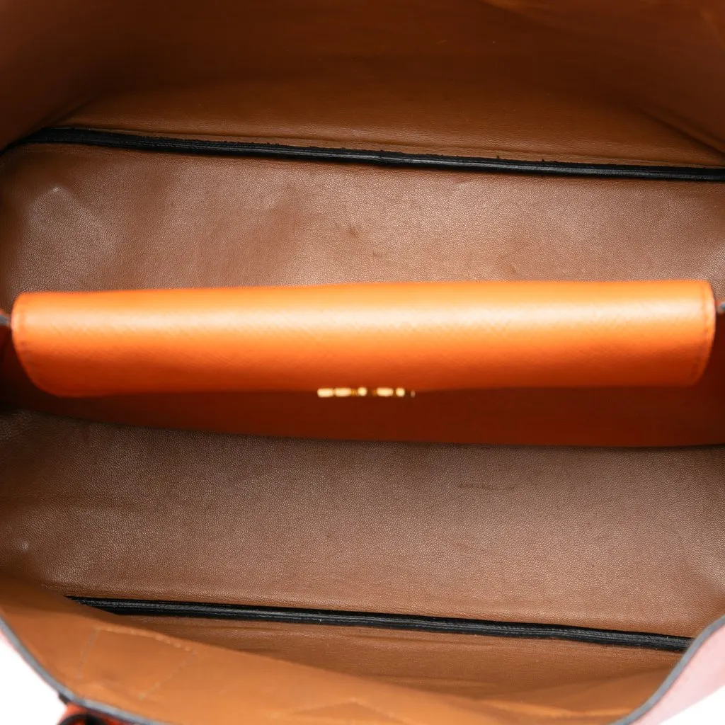 Prada Medium Saffiano Cuir Double Handle Satchel Orange Leather Very good - Model View