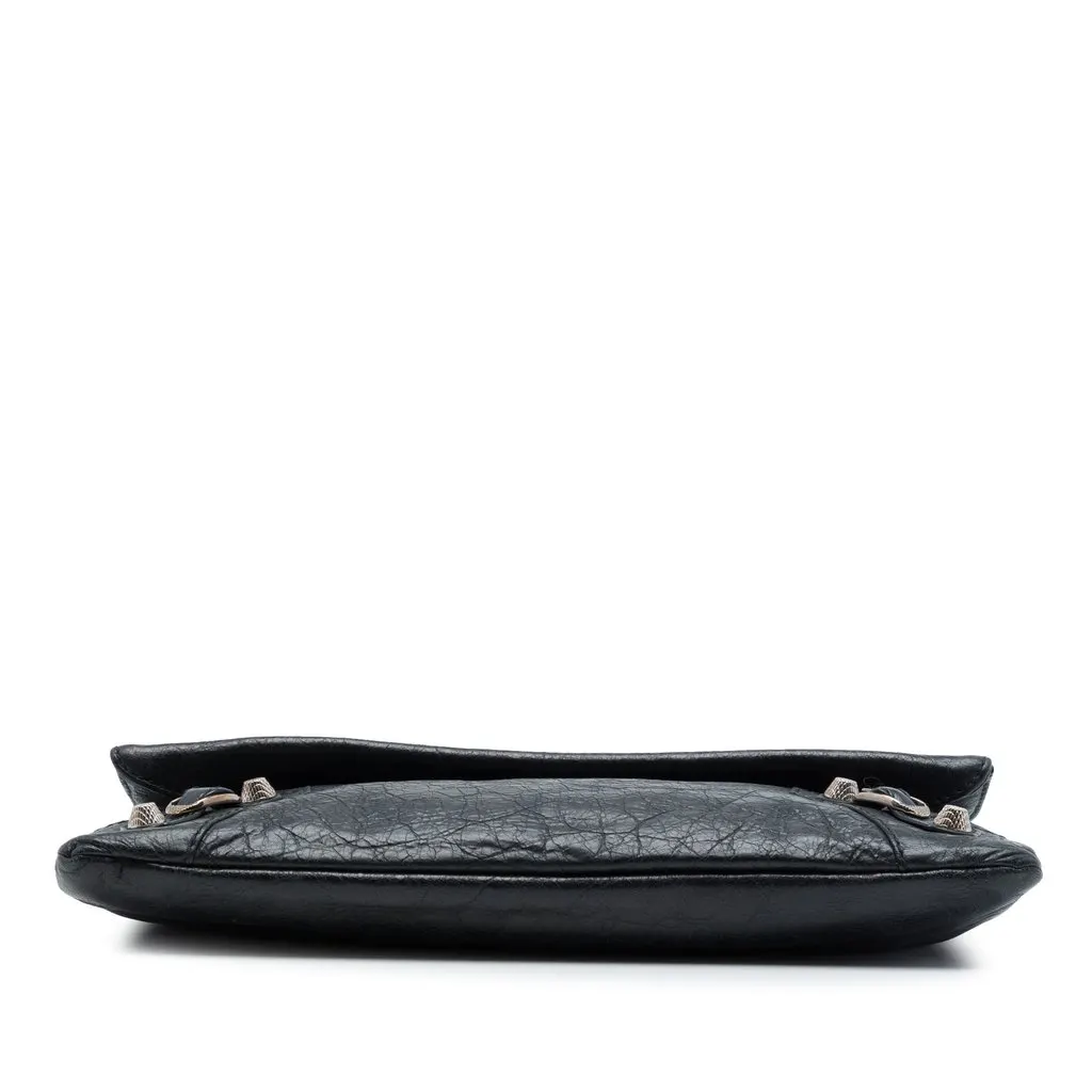 Balenciaga Lambskin Motocross Giant 12 Envelope Clutch Black Leather Very good - Inside View