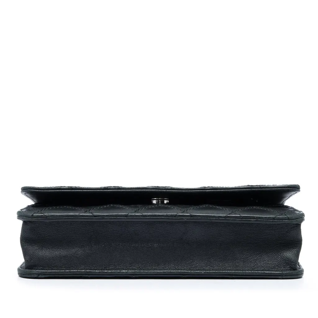 Chanel CC Lambskin Wild Stitch Wallet on Chain Black Leather Very good - Inside View