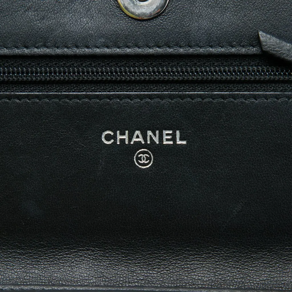 Chanel CC Lambskin Wild Stitch Wallet on Chain Black Leather Very good - Box View
