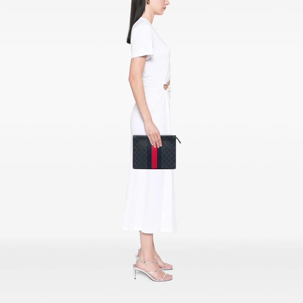 Gucci GG Supreme Web Clutch Black Very good - Box View