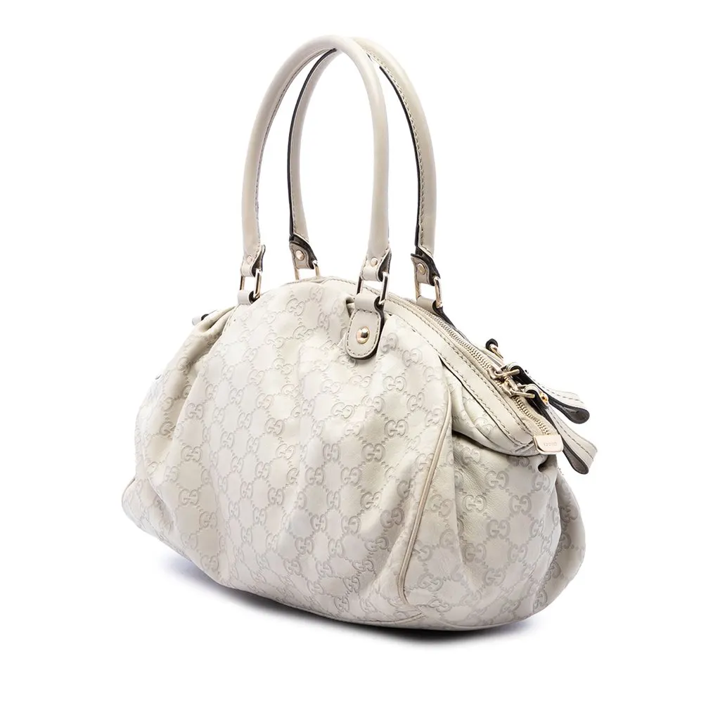 Gucci Guccissima Sukey Satchel Beige Leather Very good - Back View