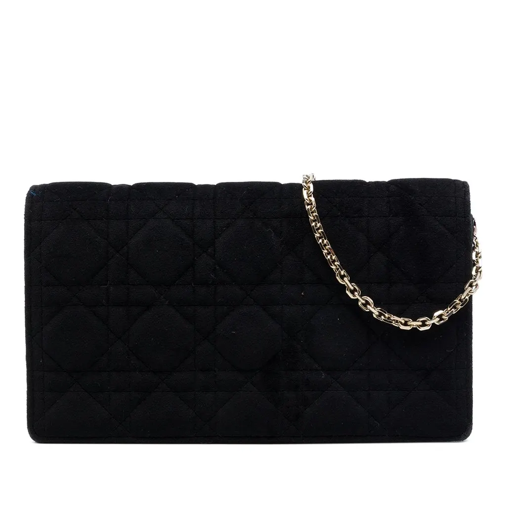 Dior Velvet Cannage Lady Dior Chain Convertible Clutch Black Velvet Very good - Front View