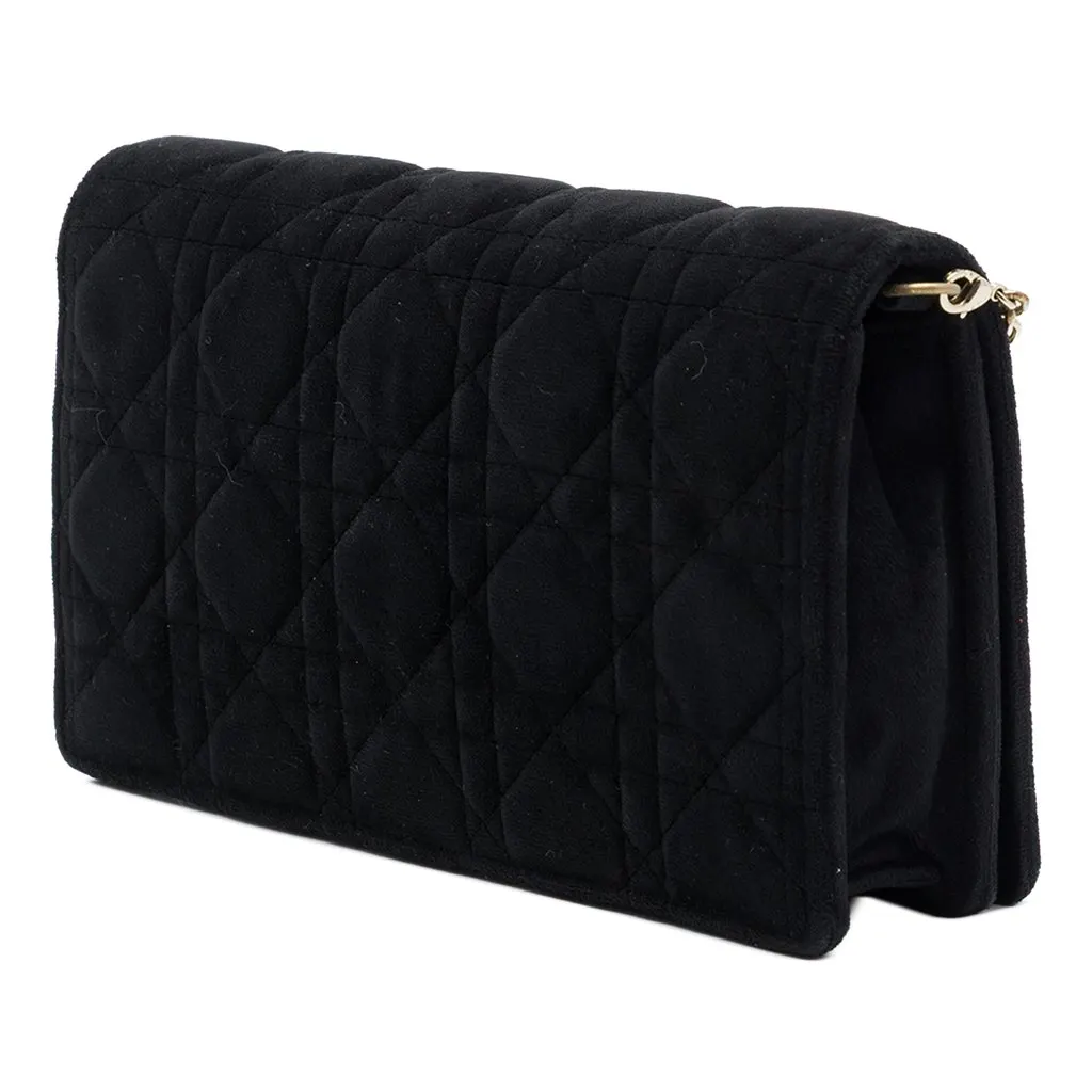 Dior Velvet Cannage Lady Dior Chain Convertible Clutch Black Velvet Very good - Back View