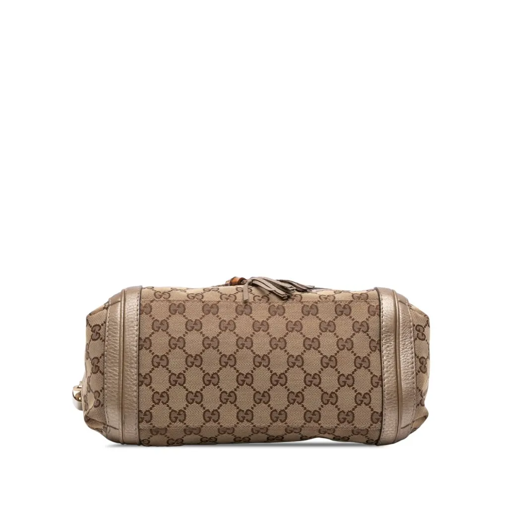 Gucci GG Canvas Bella Flap Satchel Beige Canvas Good - Inside View