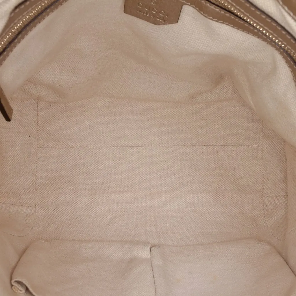 Gucci GG Canvas Bella Flap Satchel Beige Canvas Good - Model View