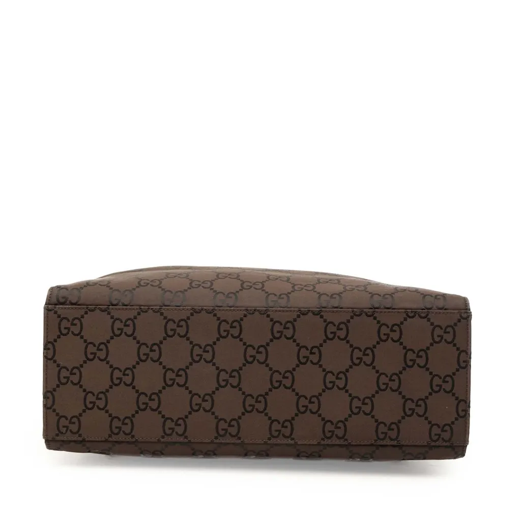 Gucci GG Nylon Bamboo Handbag Brown Good - Inside View
