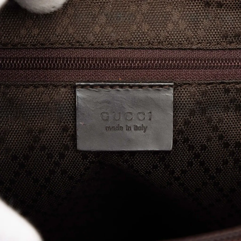 Gucci GG Nylon Bamboo Handbag Brown Good - Box View