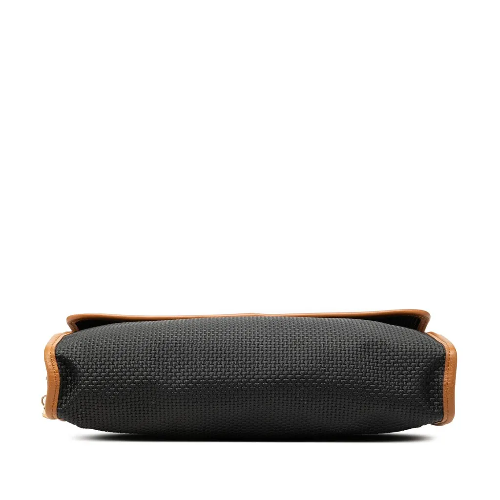 Saint Laurent Leather Trimmed Coated Canvas Clutch Black Very good - Inside View