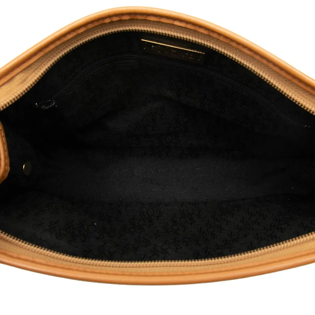 Saint Laurent Leather Trimmed Coated Canvas Clutch Black Very good - Model View
