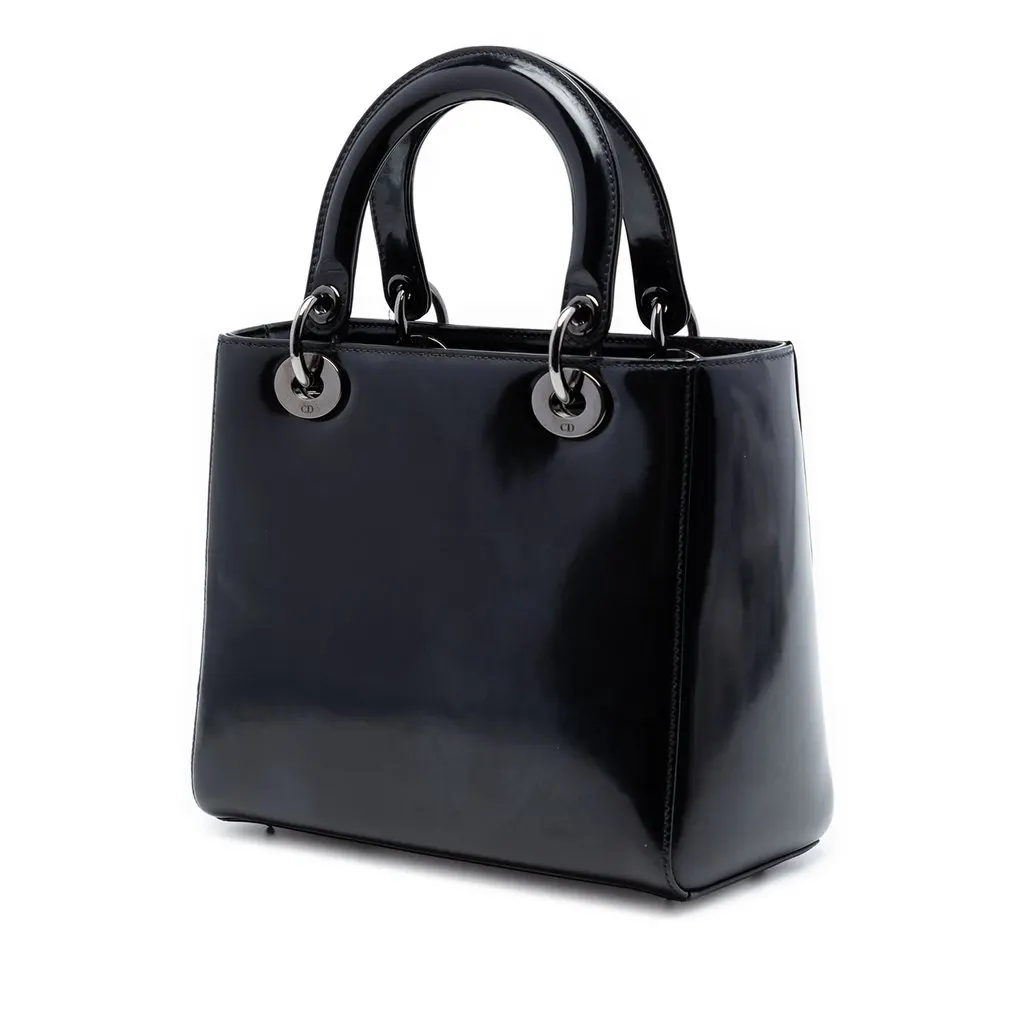 Dior Medium Patent Lady Dior Black Leather Very good - Back View