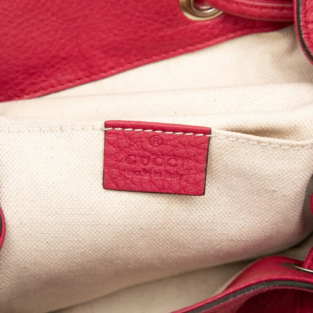 Gucci Large Calfskin Bamboo Tassel Drawstring Backpack Red Leather Good - Box View