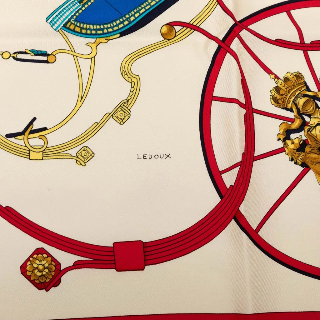 Hermès Springs Silk Scarf 90 White Very good - Box View