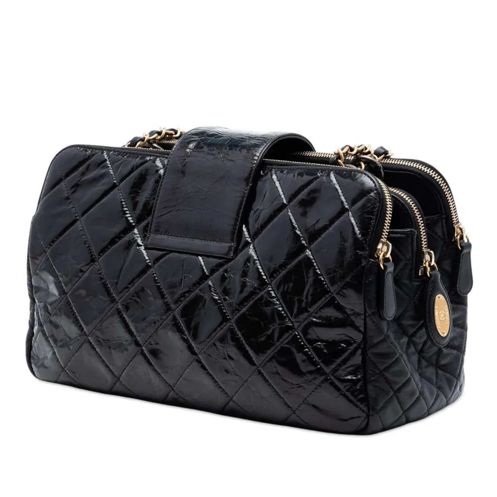 Chanel Quilted Glazed Calfskin Reissue Mademoiselle Accordion Tote Black Leather Very good - Back View