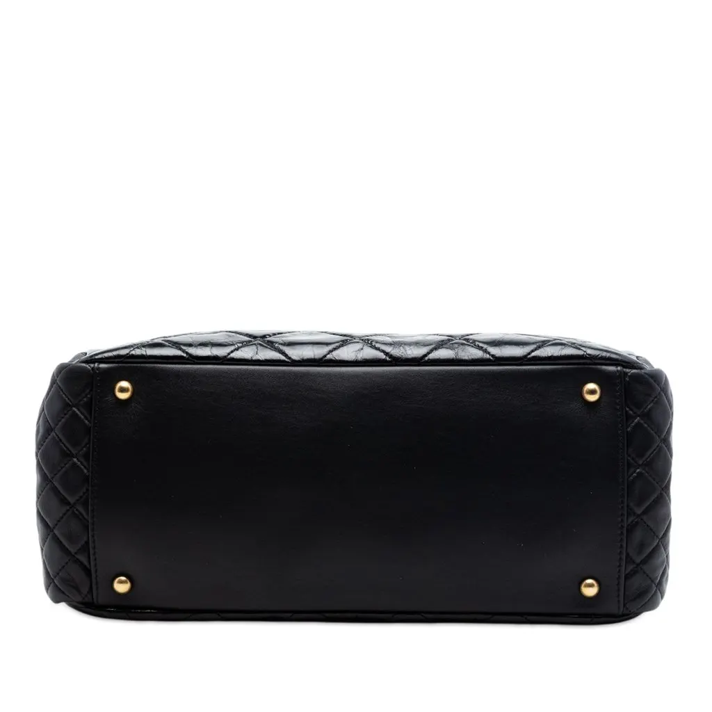Chanel Quilted Glazed Calfskin Reissue Mademoiselle Accordion Tote Black Leather Very good - Inside View