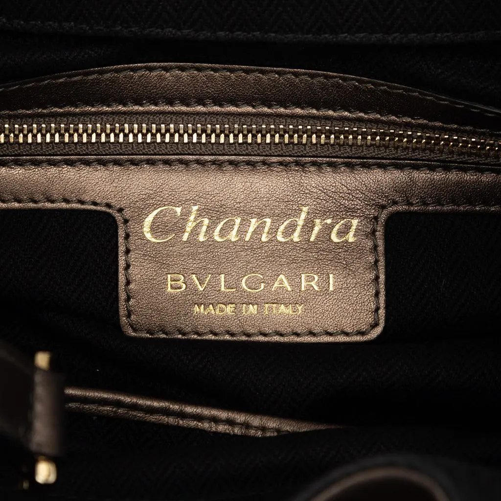 Bvlgari Metallic Leather Chandra Handbag Brown Leather Very good - Box View