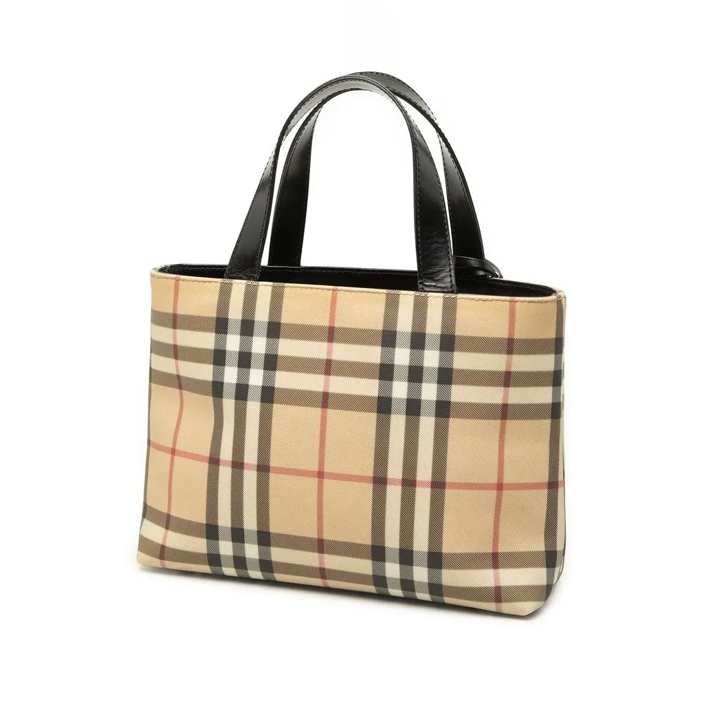 Burberry House Check Coated Canvas Handbag Beige Canvas Very good - Back View