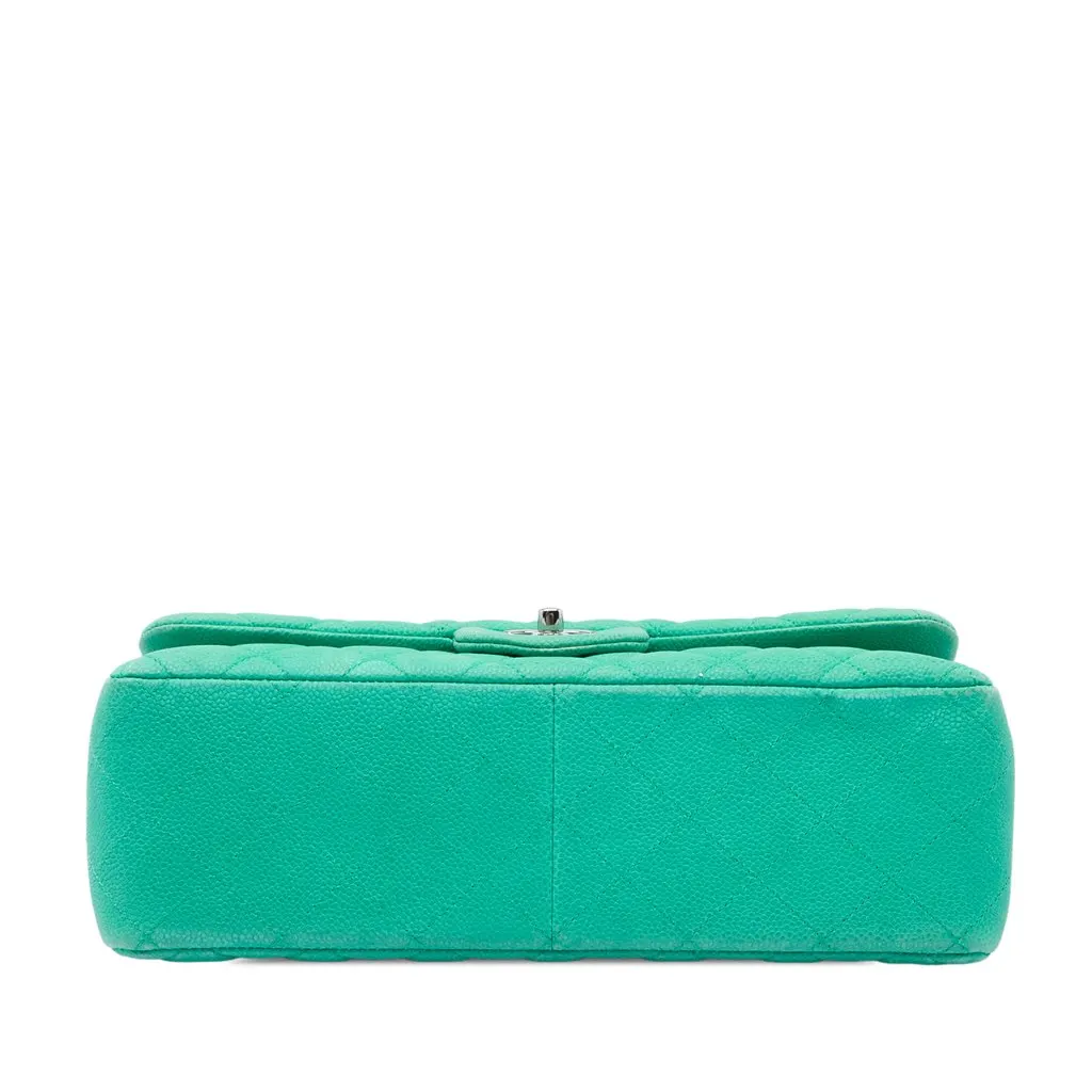 Chanel Jumbo Classic Caviar Double Flap Green Leather Very good - Inside View
