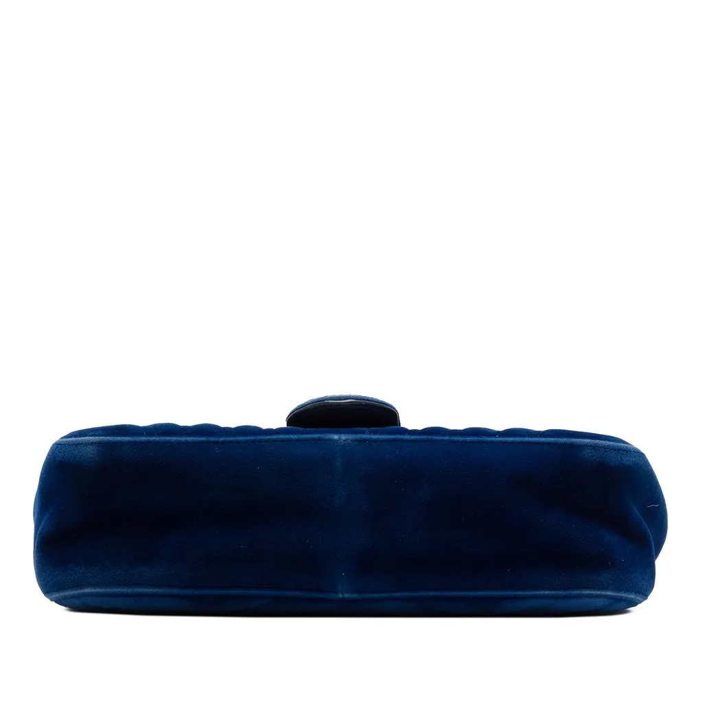 Gucci Medium GG Marmont Matelasse Velvet Shoulder Bag Blue Velvet Very good - Inside View