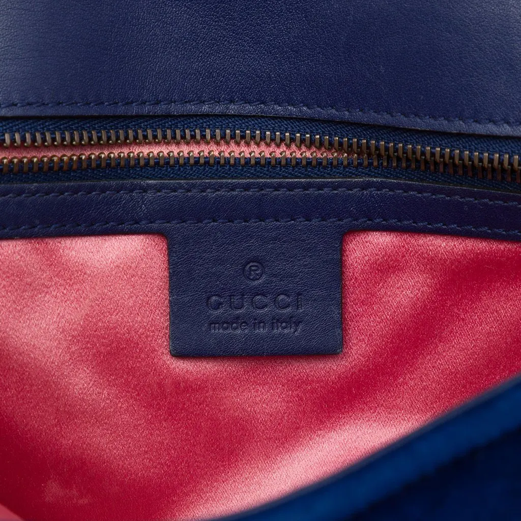 Gucci Medium GG Marmont Matelasse Velvet Shoulder Bag Blue Velvet Very good - Box View
