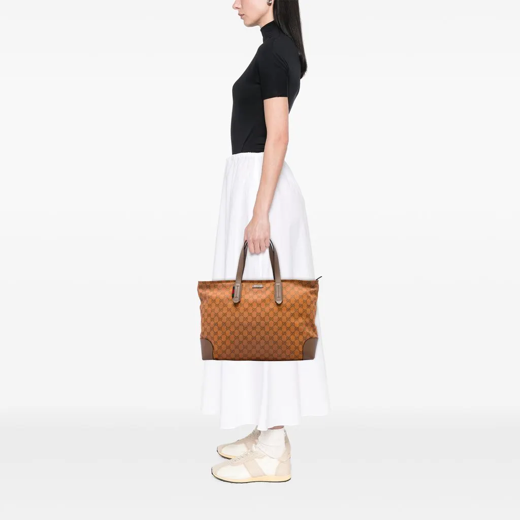 Gucci GG Canvas Web Tote Orange Very good - Box View