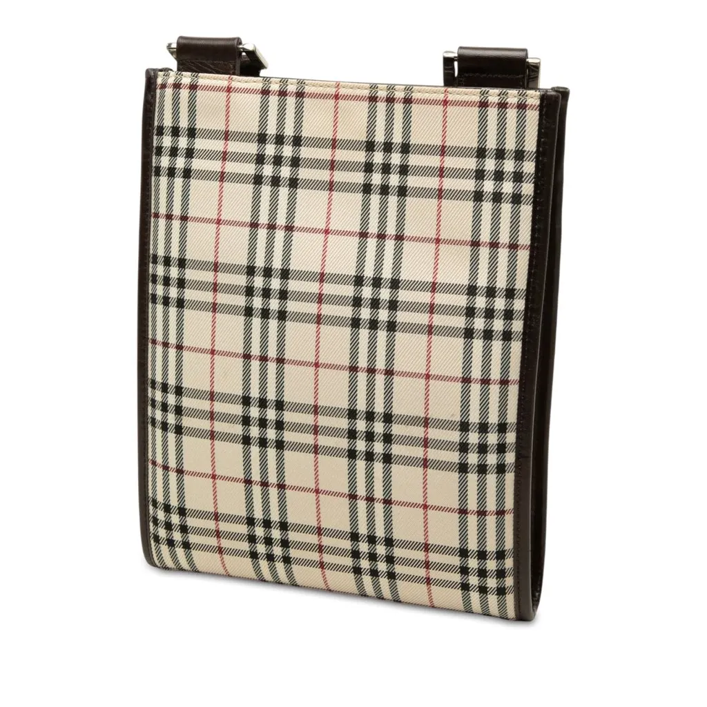 Burberry House Check Canvas Crossbody Beige Canvas Good - Back View