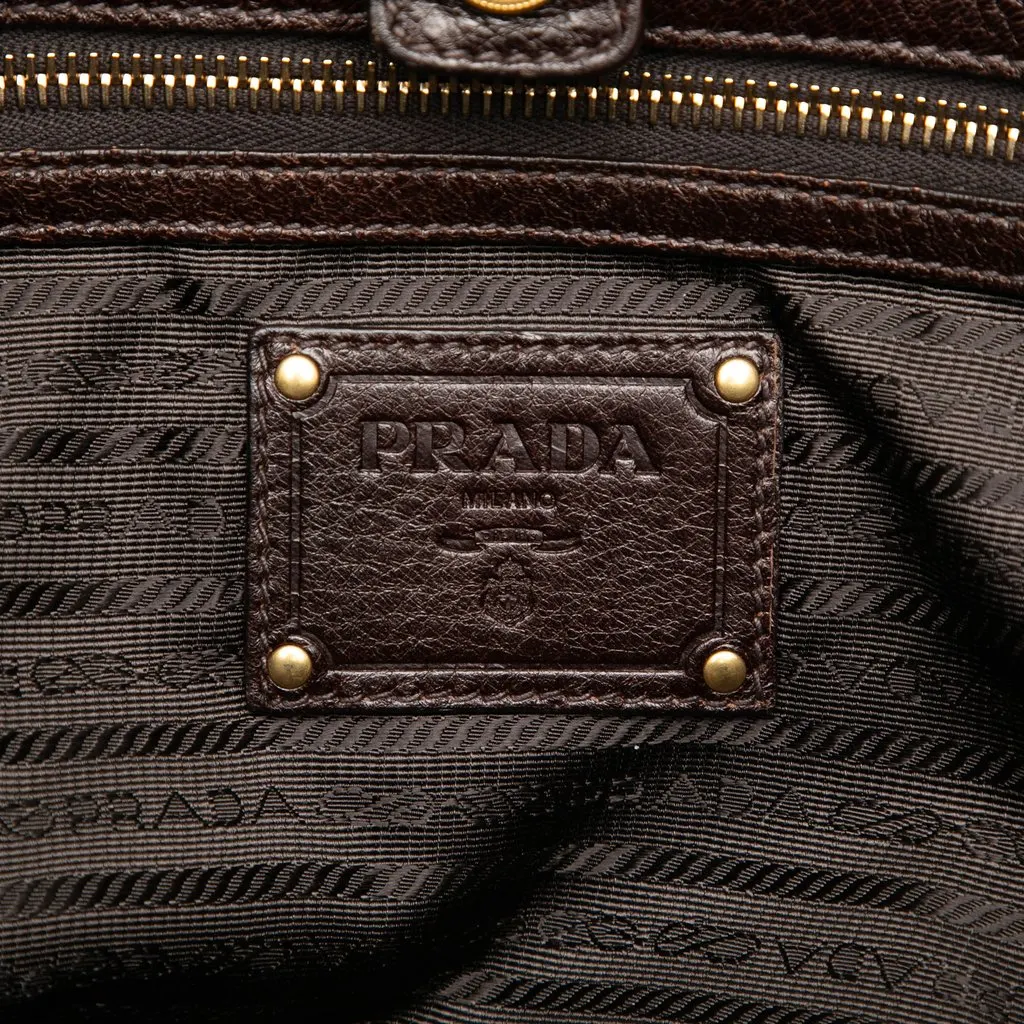 Prada Sfumato Cervo Antik Shopping Tote Brown Leather Very good - Box View