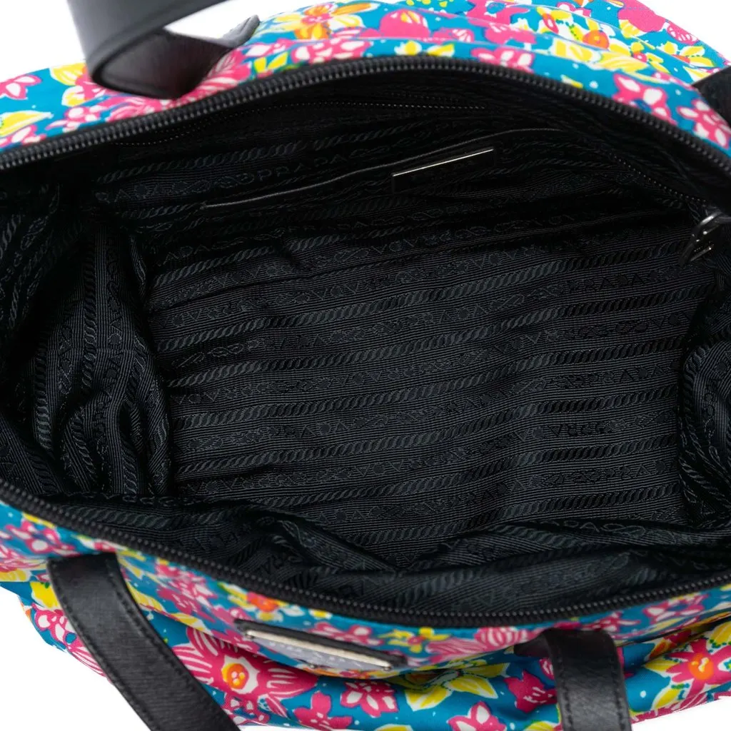 Prada Tessuto Stampato Satchel Blue Very good - Model View
