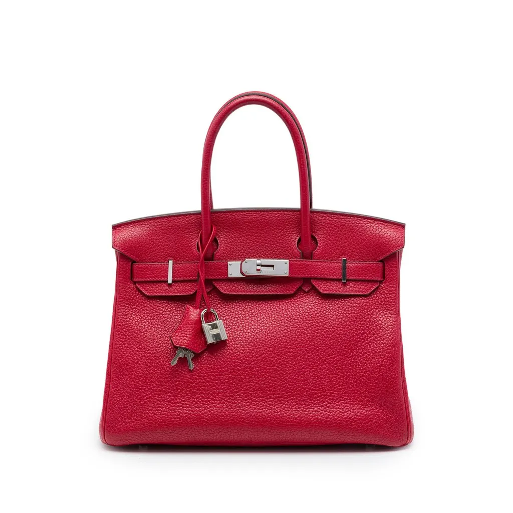Hermès Clemence Birkin Retourne 30 Red Leather Very good - Front View