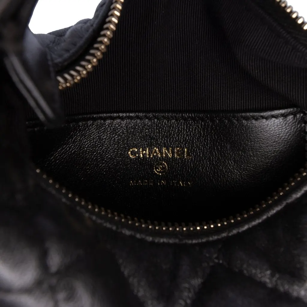 Chanel Mini Quilted Lambskin Chain Around Pouch Black Leather Very good - Box View