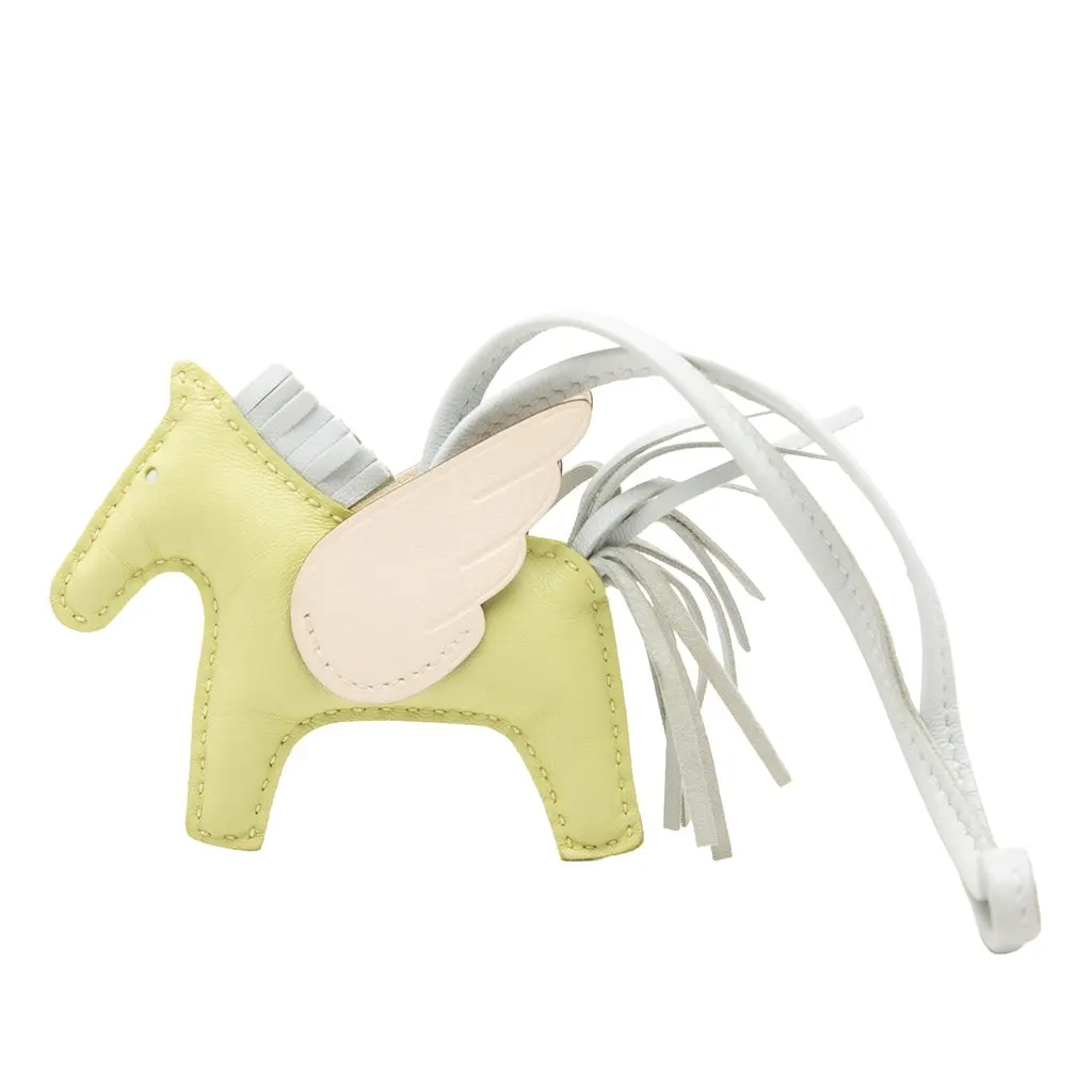 Hermès Milo Lambskin and Swift Grigri Rodeo Pegase Bag Charm PM Yellow Leather Very good - Back View