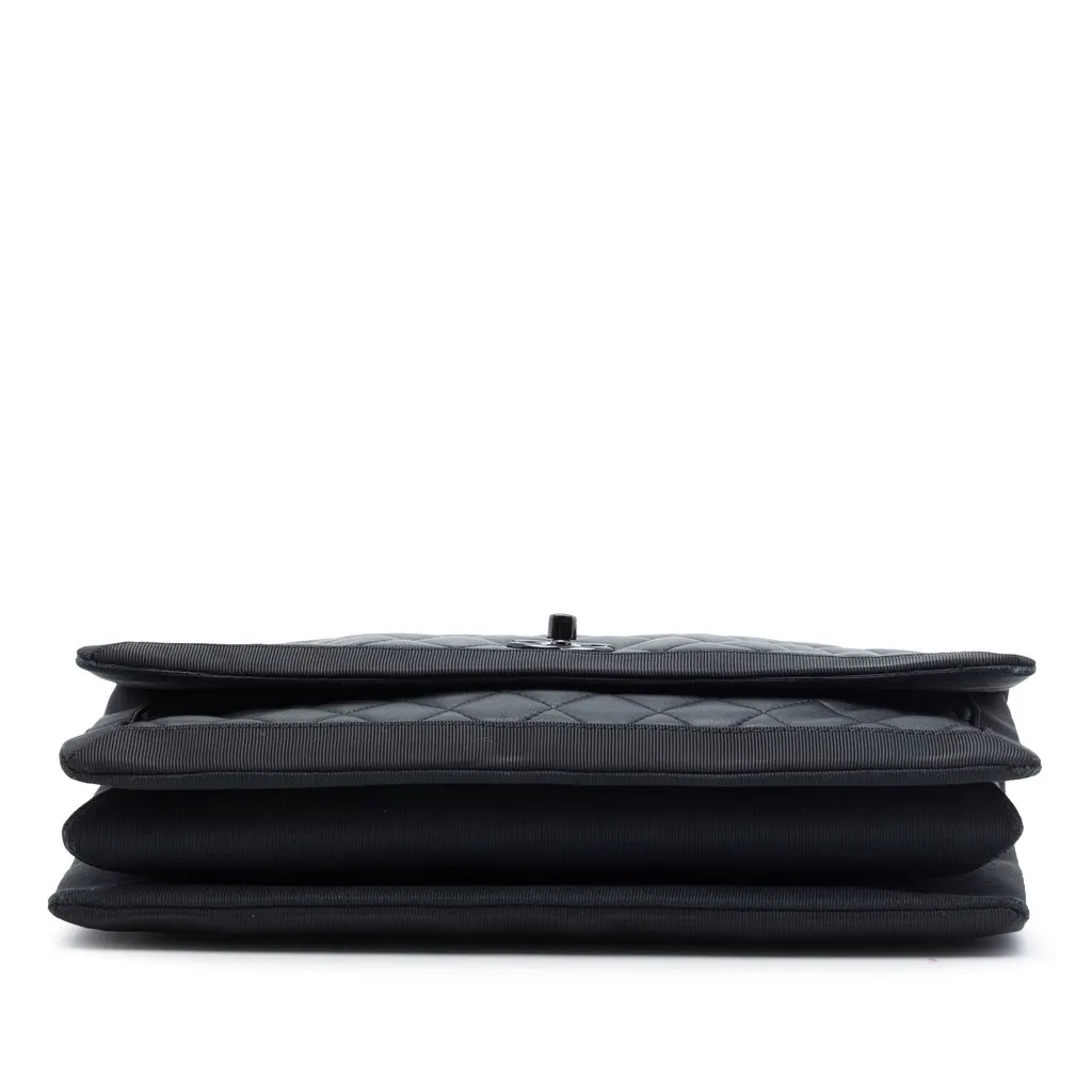 Chanel CC Quilted Lambskin and Grosgrain So Black Flap Black Leather Very good - Inside View
