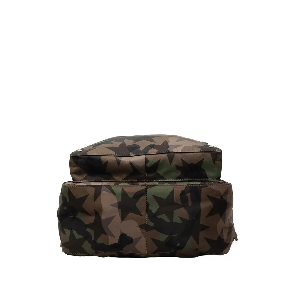 Valentino Nylon Rockstud Camouflage Stars Backpack Brown Polyamide Very good - Inside View