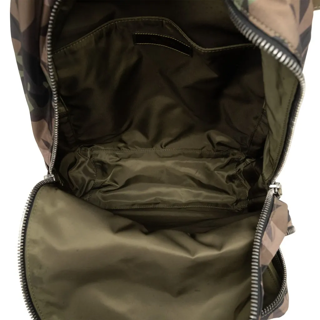 Valentino Nylon Rockstud Camouflage Stars Backpack Brown Polyamide Very good - Model View