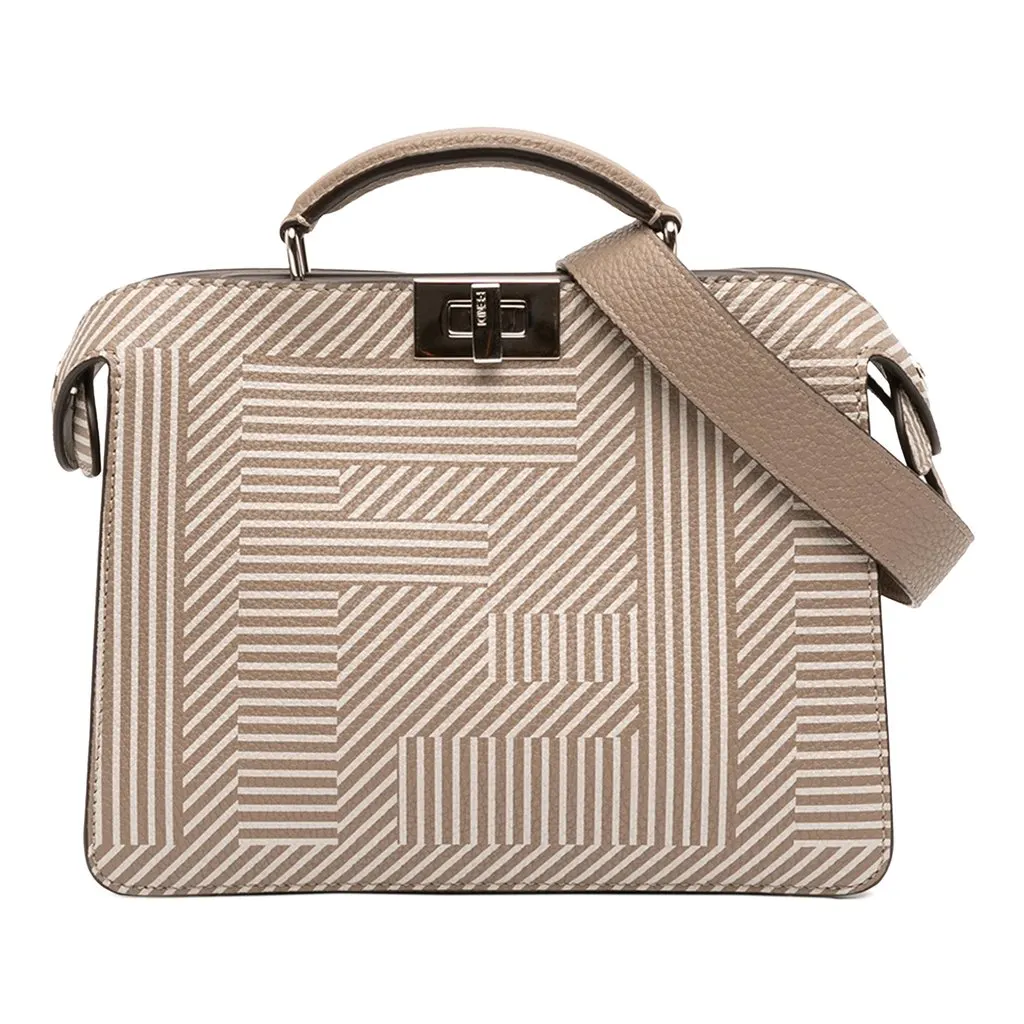 Fendi Small Zucca Leather Peekaboo ISeeU Satchel Brown Leather Very good - Front View